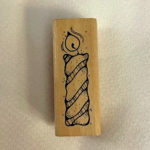 Candle Design Wooden Handle Rubber Stamp